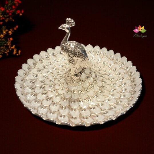 German Silver Peacock Round Plater