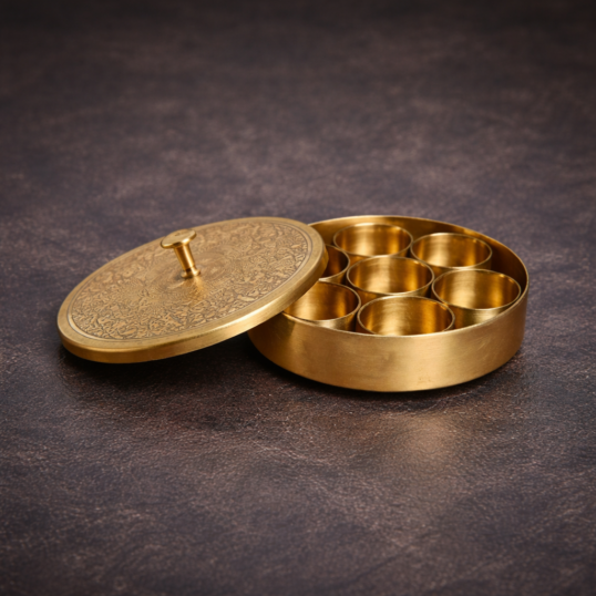 Mini Brass Masala Box 5 inches