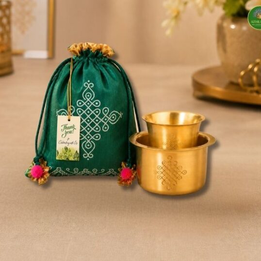 Aaradhya Brass Kolam Davara set Potli combo