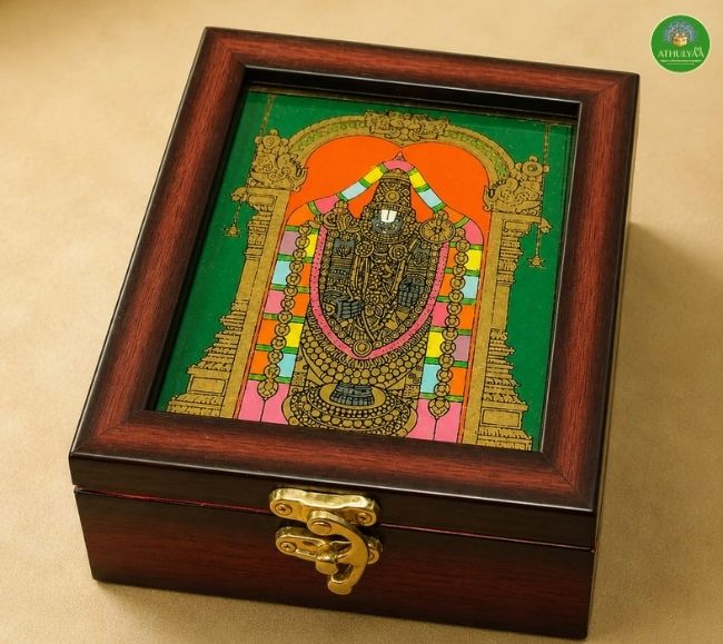 Balaji REverse glass painting jewel box Balaji reverse glass painting jewel box