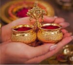 Brass Shankh Chakra Haldi Kumkum Holder