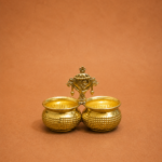 Brass Shankh Chakra Haldi Kumkum Holder