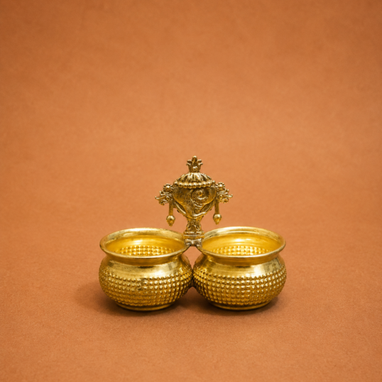 Brass Shankh Chakra Haldi Kumkum Holder