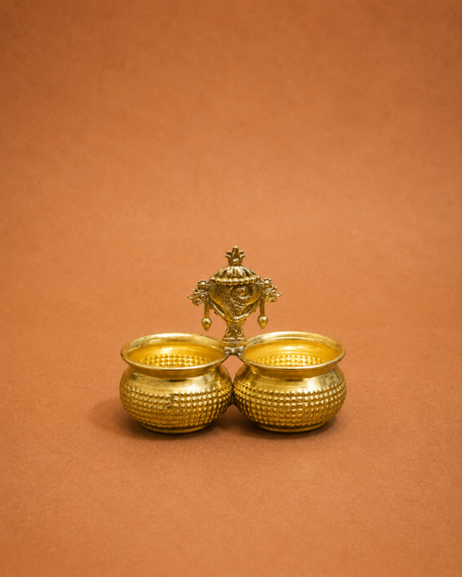 Brass Shankh Chakra Haldi Kumkum Holder