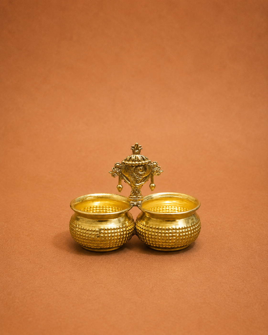 Brass Shankh Chakra Haldi Kumkum Holder (2) Brass Shankh Chakra Haldi Kumkum Holder