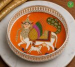German Silver Pichwai tray with Kamadhenu Print - Image 2