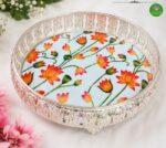 German Silver tray wth Floral Print - Image 2