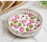 German Silver tray wth Floral Print