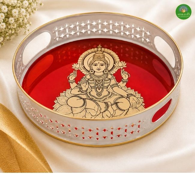 Metal Tray with Madhubani Lakshmi Print