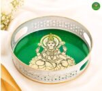 Metal Tray with Madhubani Lakshmi Print - Image 3