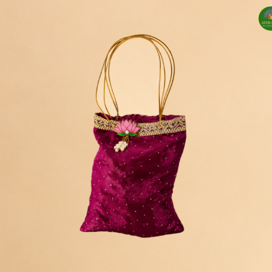 Organza Star Potli Bag with Lotus