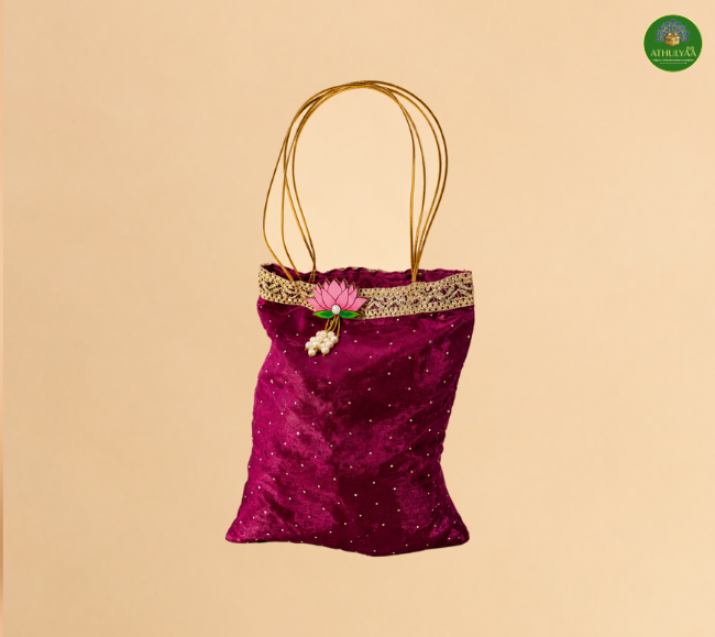 Organza Star Potli Bag with Lotus
