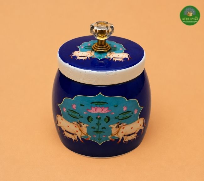 Pichwai metal dry fruit box