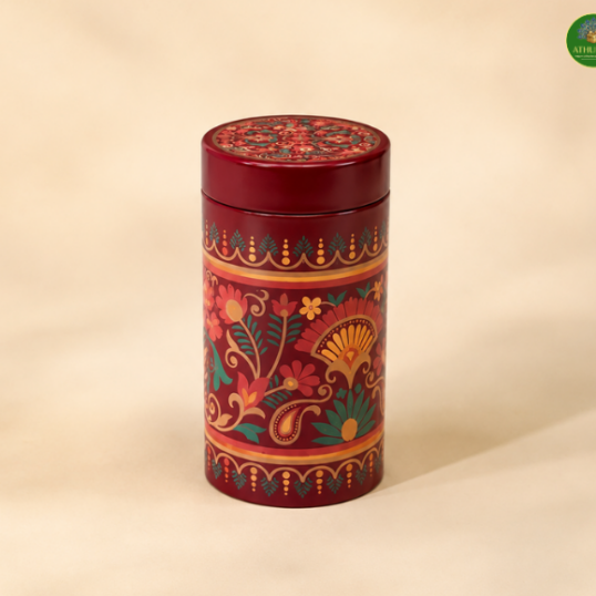 Red Floral Art Tin Box
