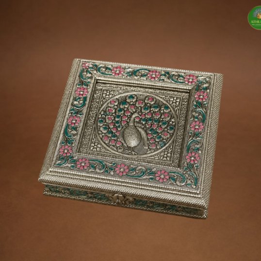 Silver Peacock-Tone Dry Fruit Box