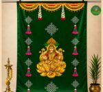 Traditional Green Lakshmi Backdrop