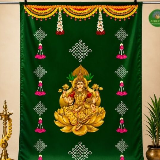 Traditional Green Lakshmi Backdrop