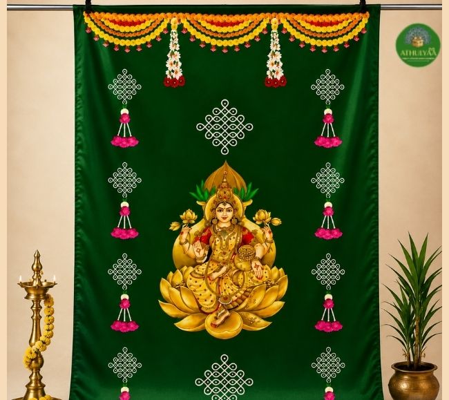 Traditional Green Lakshmi Backdrop (2) Traditional Green Lakshmi Backdrop