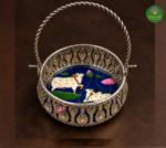 Divine Cow & Lotus silver finish Basket - Image 2