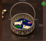 Divine Cow & Lotus silver finish Basket - Image 4