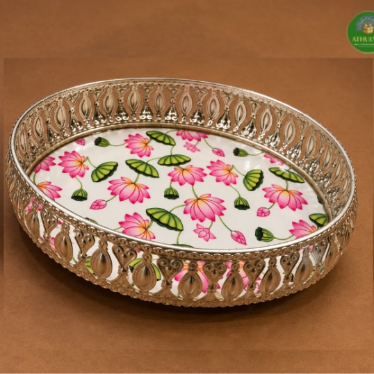 Elegant Floral Silver Filigree Tray