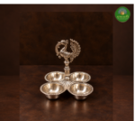 German Silver -Peacock Four-Bowl Vilakku - Image 4
