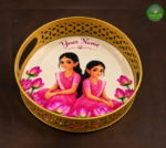 Half Saree Function Gold Finish Metal Tray