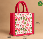 Lotus Printed Jute Bag