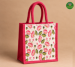 Lotus Printed Jute Bag