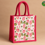 Lotus Printed Jute Bag