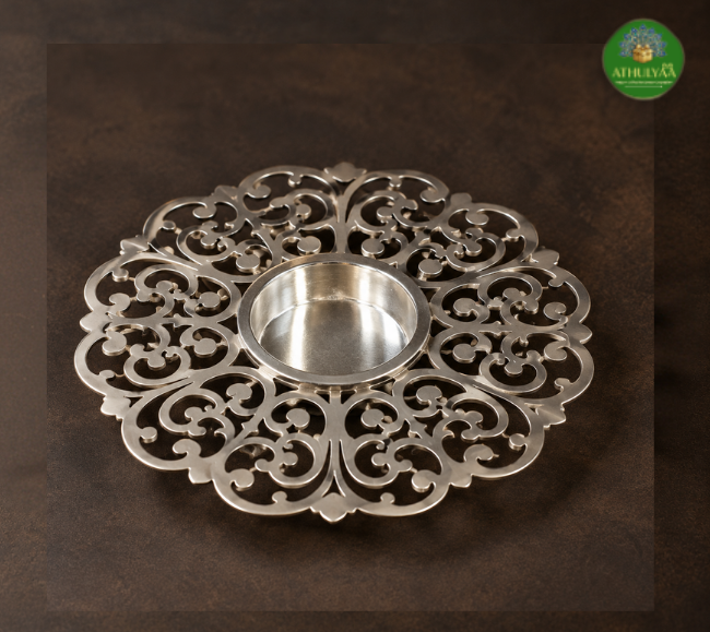 Silver Heritage Diya Plate (2) Silver Heritage Diya Plate - Image 1