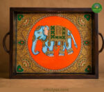 Tanjore Style Painting tray -Elephant