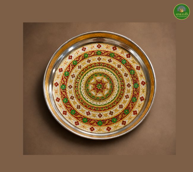 meenakari golden plate meenakari golden plate