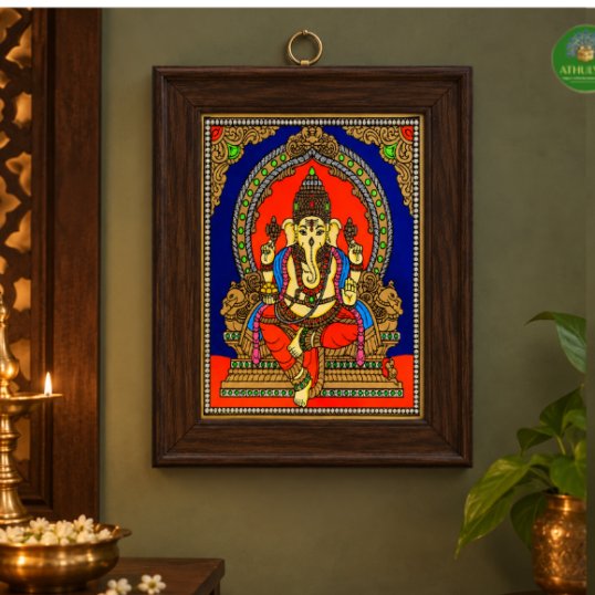 Tanjore Reverse glass painting- Ganesh