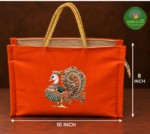 Jute Raw Silk Bag With Traditional Print - Image 5
