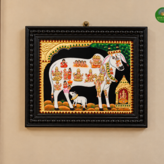 Kamadhenu With Gods Tanjore Painting
