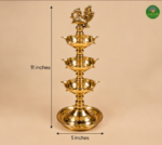 Peacock 3-Step Brass Kuthu Vilakku