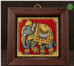 Tanjore Painting Raja Gaja Traditional Art Frame(Royal Elephant)
