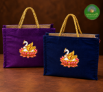 Jute Raw Silk Bag With Traditional Print - Image 3
